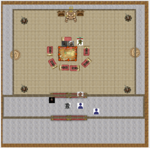 Map of a chamber with couches and idols