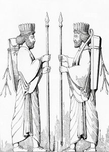 Illustration of two Haxamanis guards